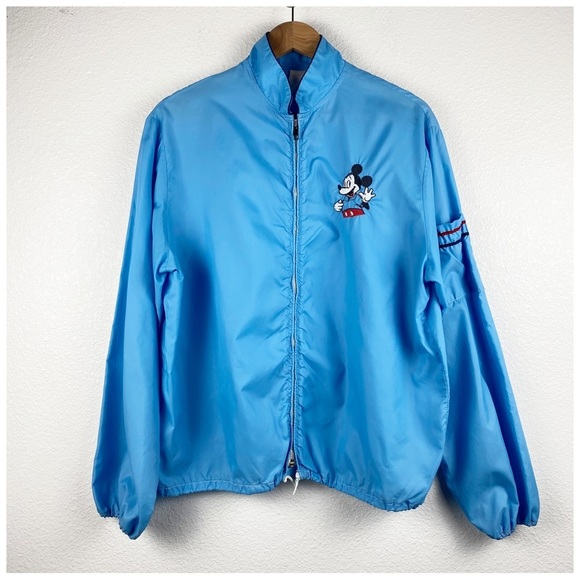 Walt Disney Productions Vintage Blue Mickey Mouse Windbreaker Size Large - Picture 1 of 13